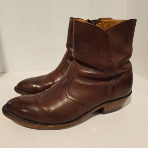 Boulet Leather Western Boots 8203 Mens 10.5 Wide Brown Zip Canada